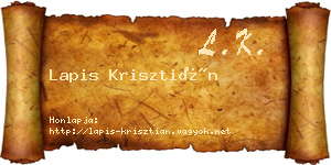Lapis Krisztián névjegykártya