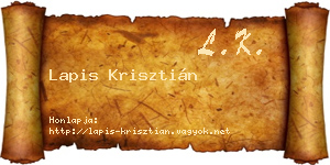 Lapis Krisztián névjegykártya